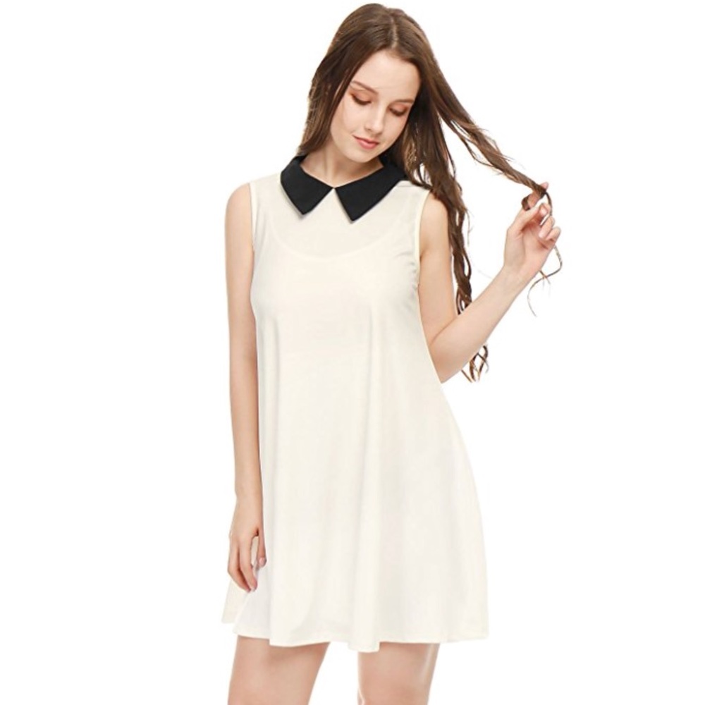 PeterPan Black Collar Sleeveless Jersey Mini Dress - Picture 2 of 5